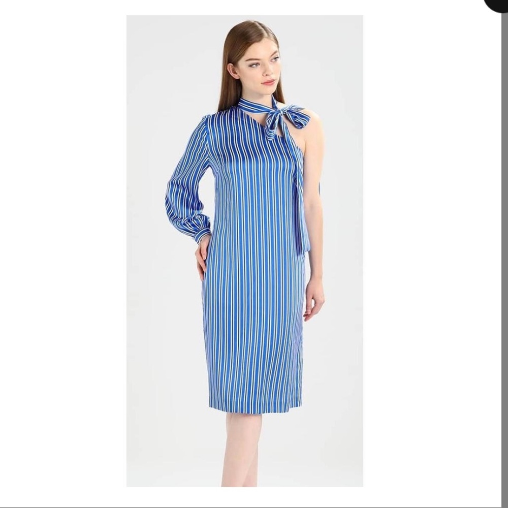 Banana Republic One Shoulder with Bow Detail Striped Midi Dress, Size 2